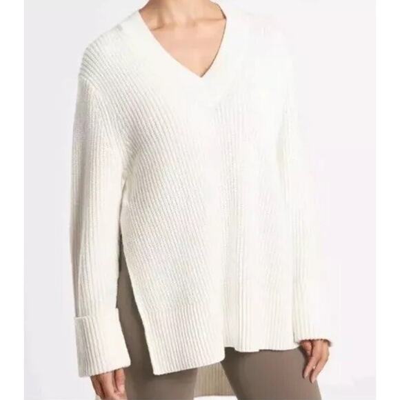 Athleta Sweater Oversized Wool Relaxed Chunky Knit Ivory $149 - Picture 1 of 11